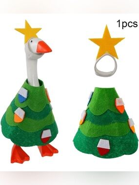 Desk Goose Festive Green Felt Christmas Tree Costume with Star Headband
